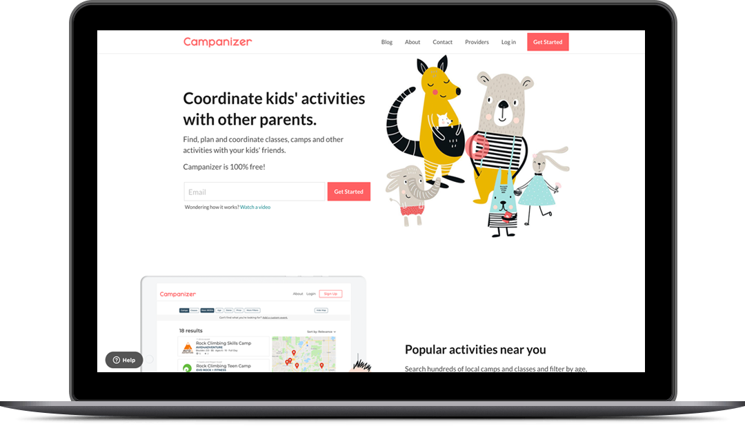Campanizer web site desktop view