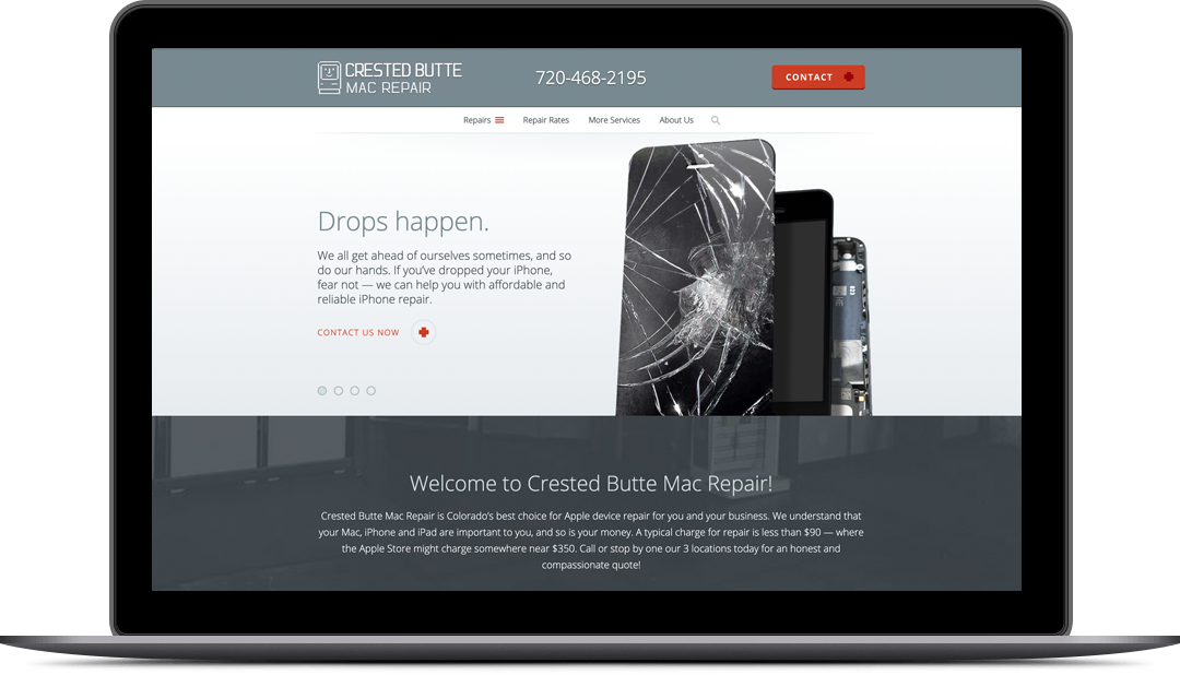 Crested Butte Mac Repair web site desktop view