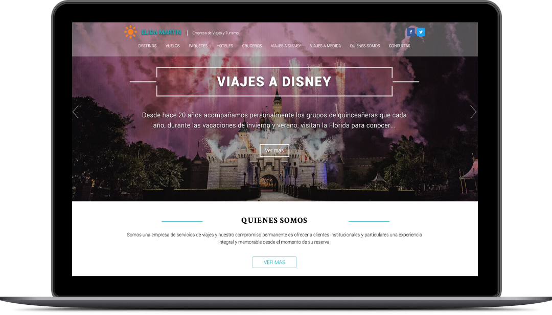 Elida Martin Travel web site desktop view