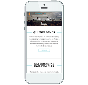 Mobile view of Elida Martin Travel web site